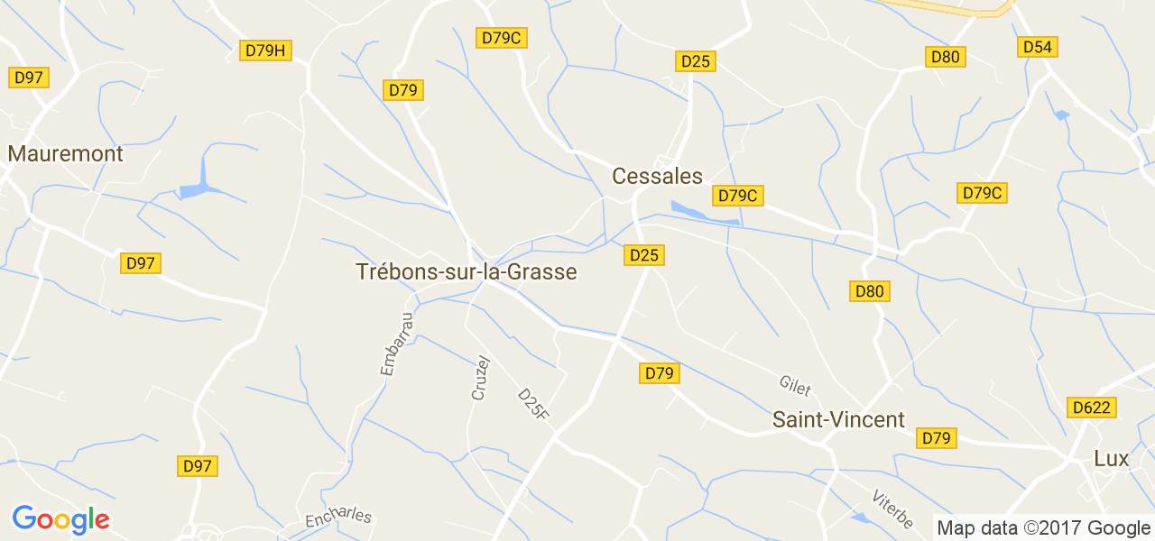 map de la ville de Trébons-sur-la-Grasse