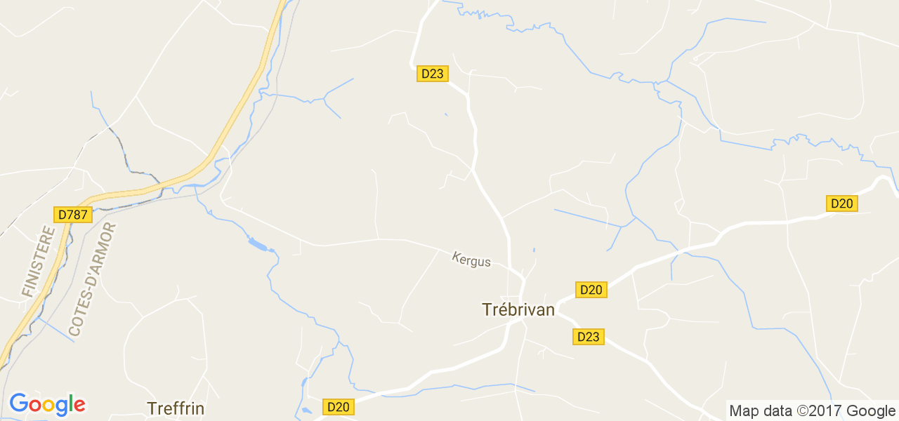 map de la ville de Trébrivan