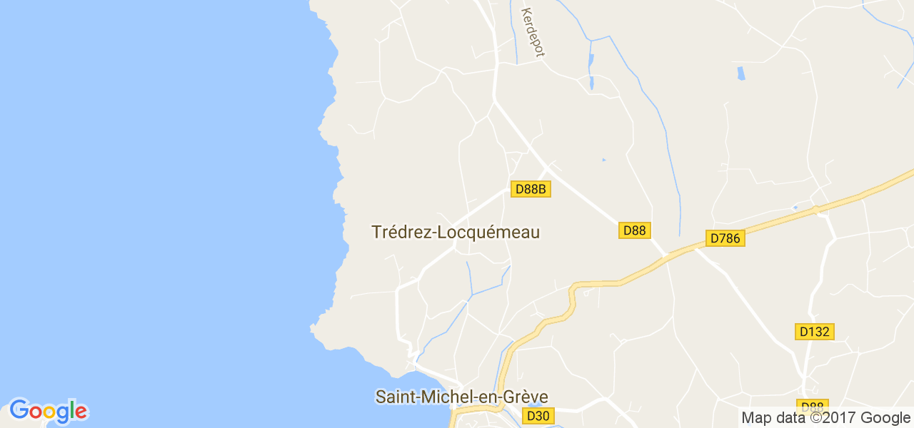 map de la ville de Trédrez-Locquémeau