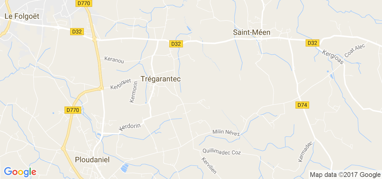 map de la ville de Trégarantec