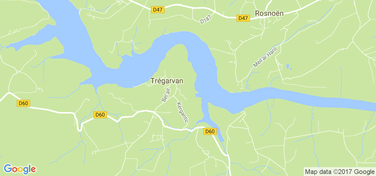 map de la ville de Trégarvan