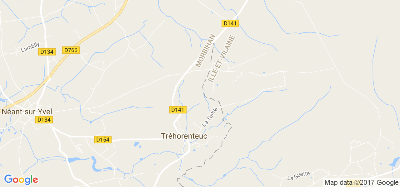 map de la ville de Tréhorenteuc