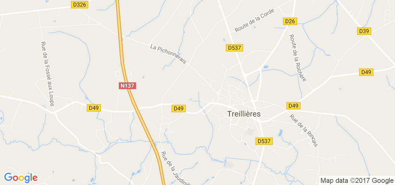 map de la ville de Treillières