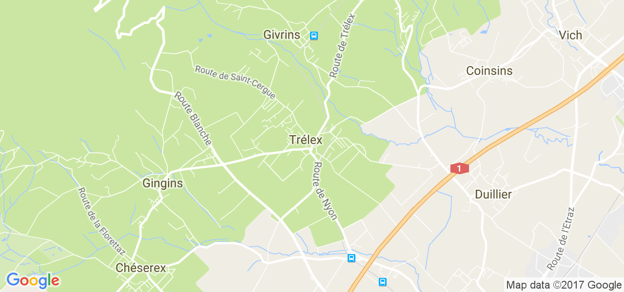 map de la ville de Trélex