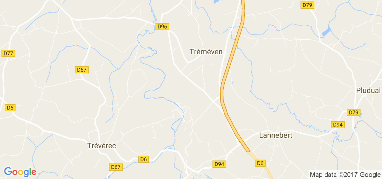 map de la ville de Tréméven