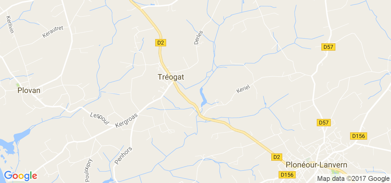 map de la ville de Tréogat