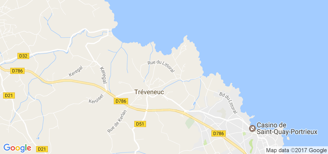 map de la ville de Tréveneuc