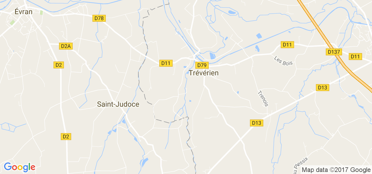 map de la ville de Trévérien