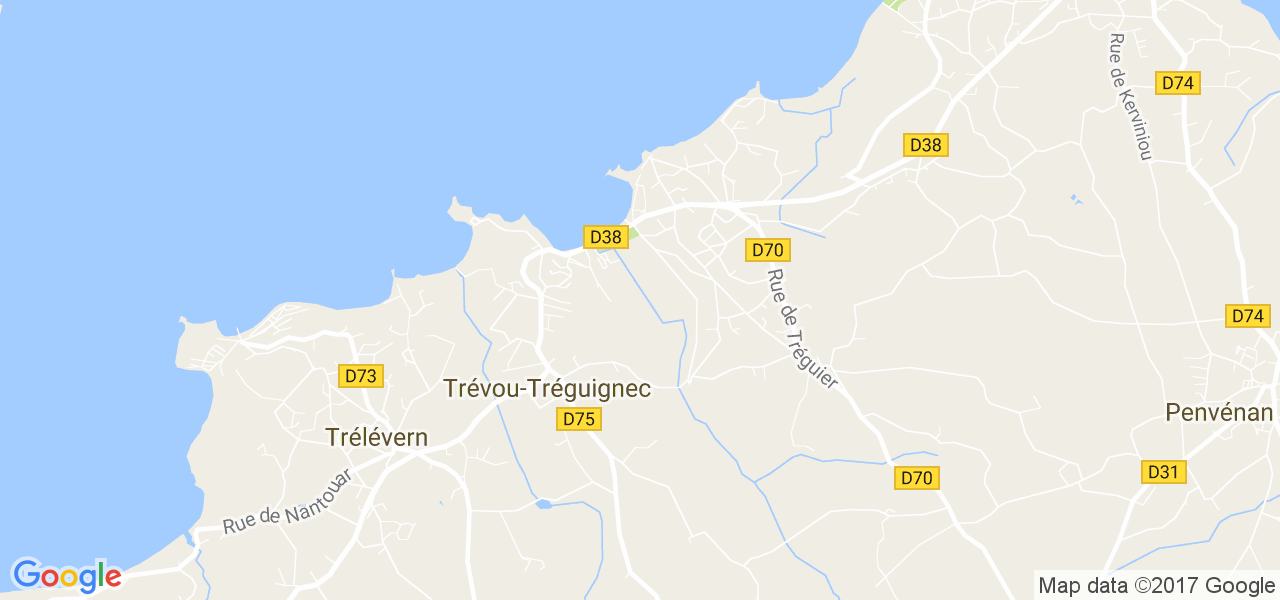 map de la ville de Trévou-Tréguignec