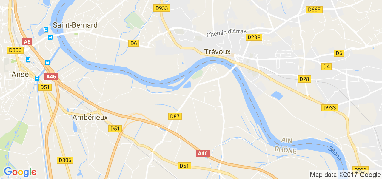 map de la ville de Trévoux