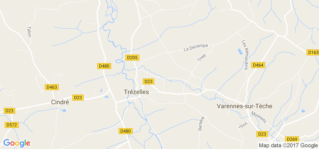 map de la ville de Trézelles