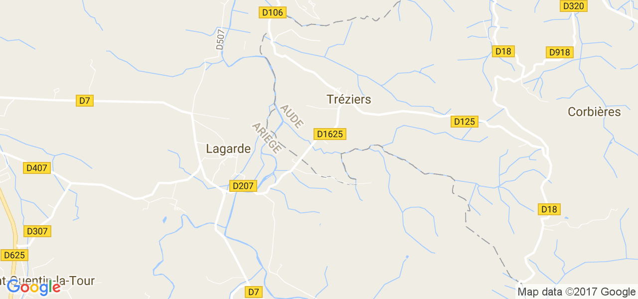 map de la ville de Tréziers