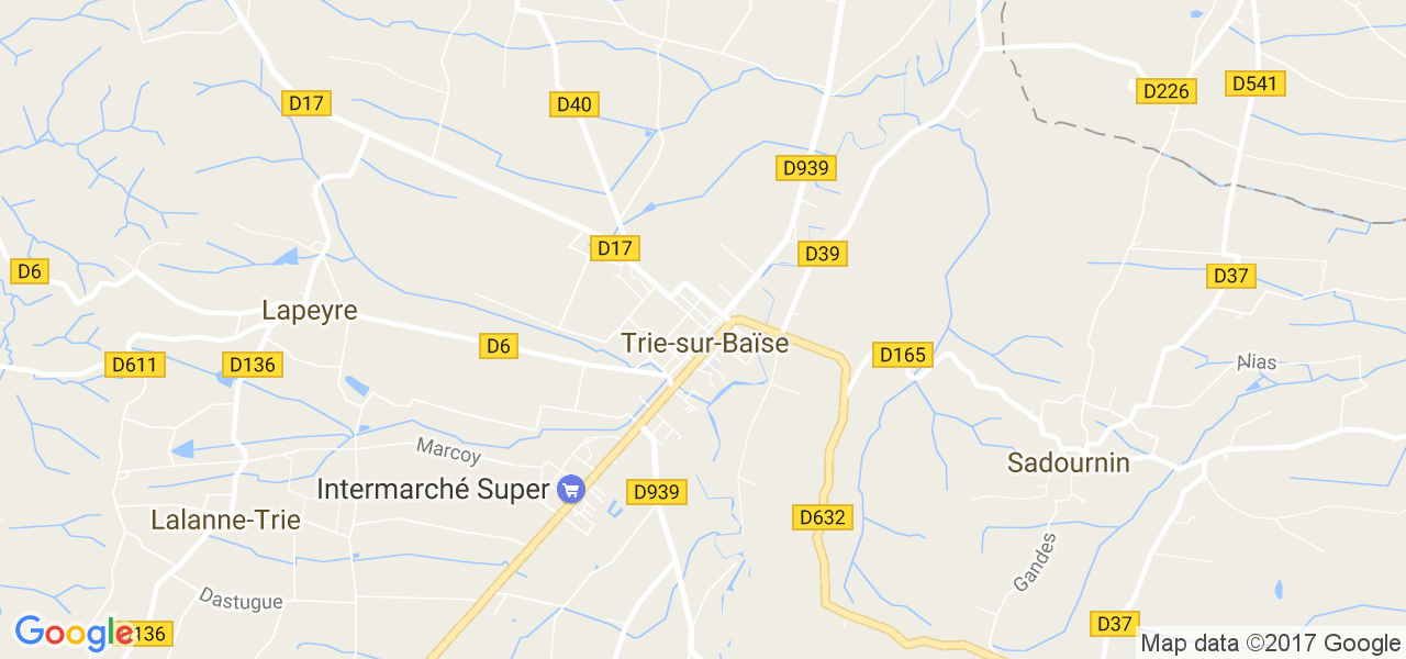 map de la ville de Trie-sur-Baïse