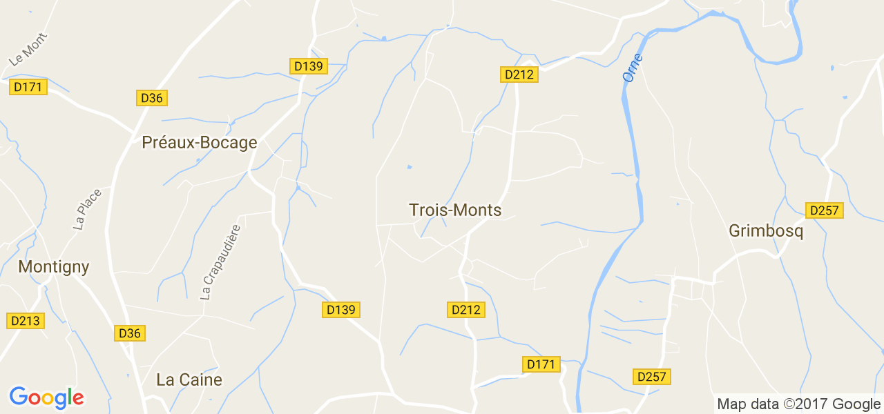 map de la ville de Trois-Monts