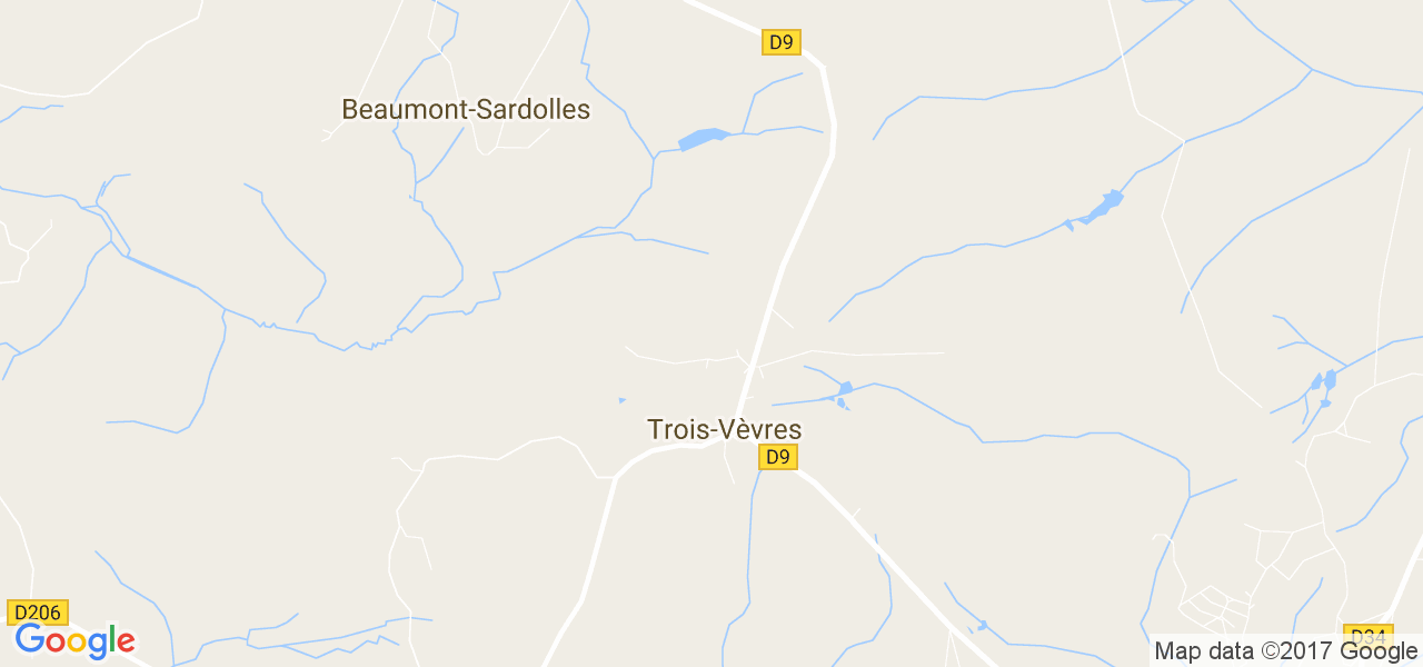 map de la ville de Trois-Vèvres