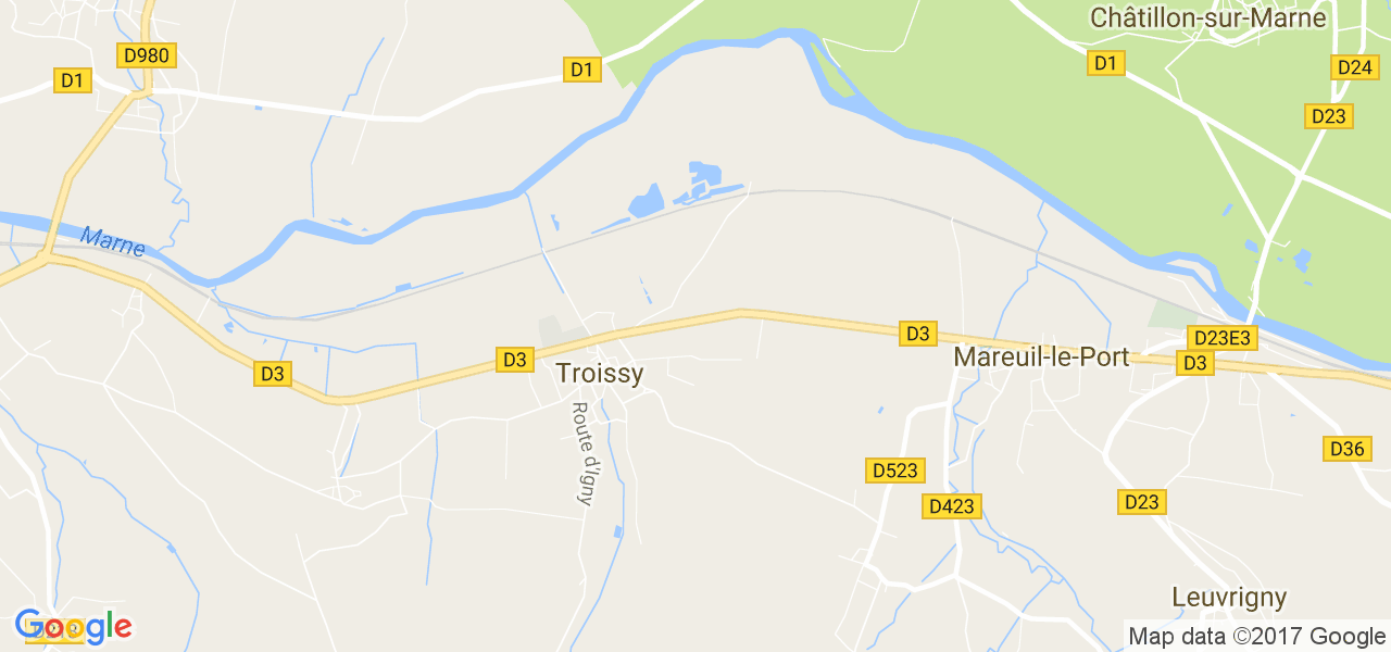 map de la ville de Troissy