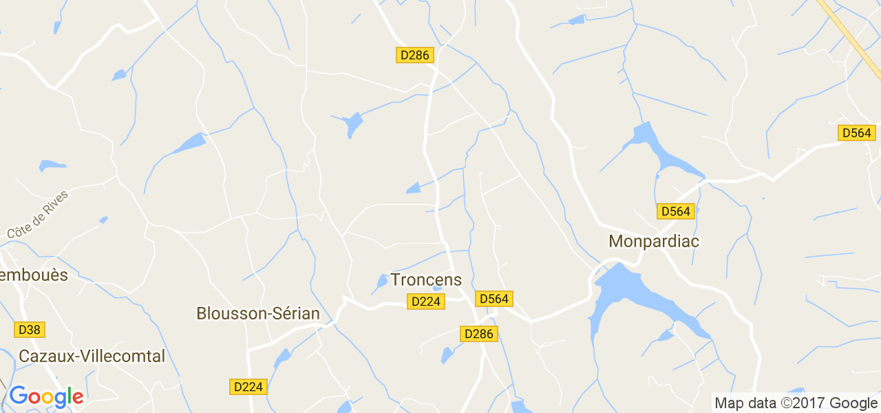 map de la ville de Troncens