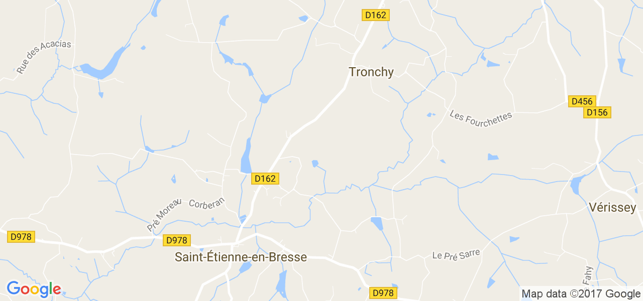 map de la ville de Tronchy