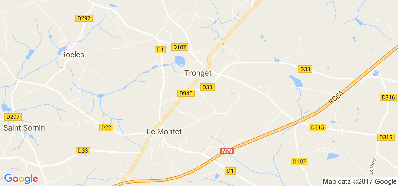 map de la ville de Tronget