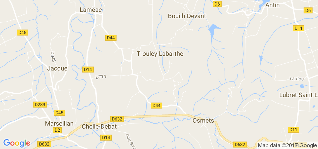 map de la ville de Trouley-Labarthe