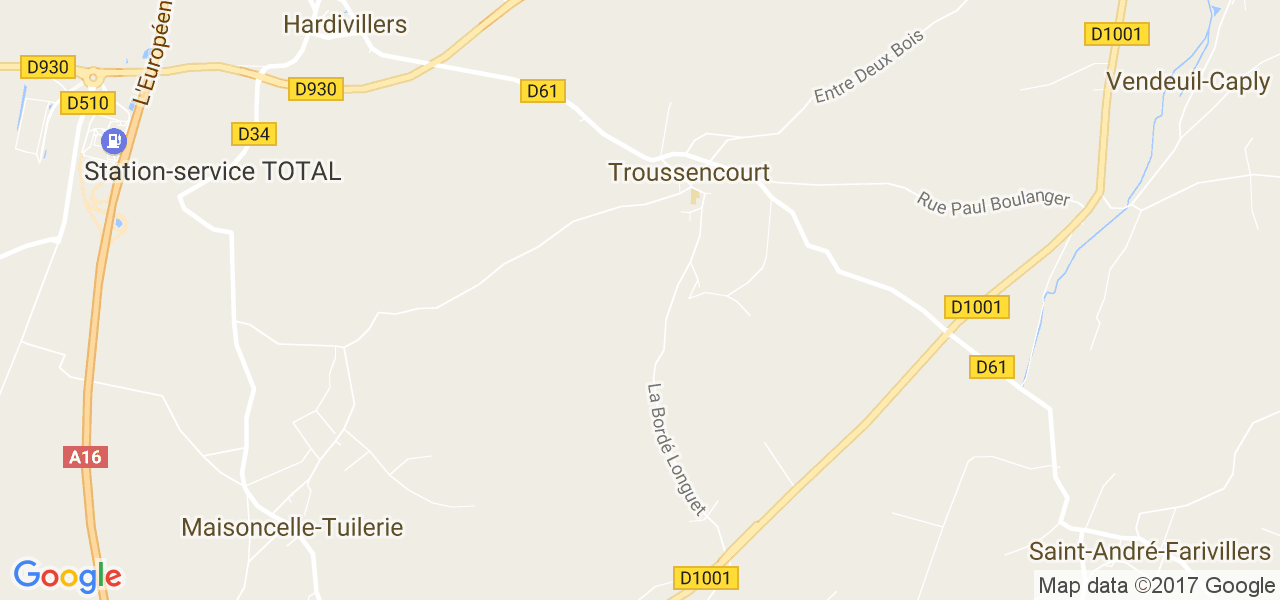 map de la ville de Troussencourt