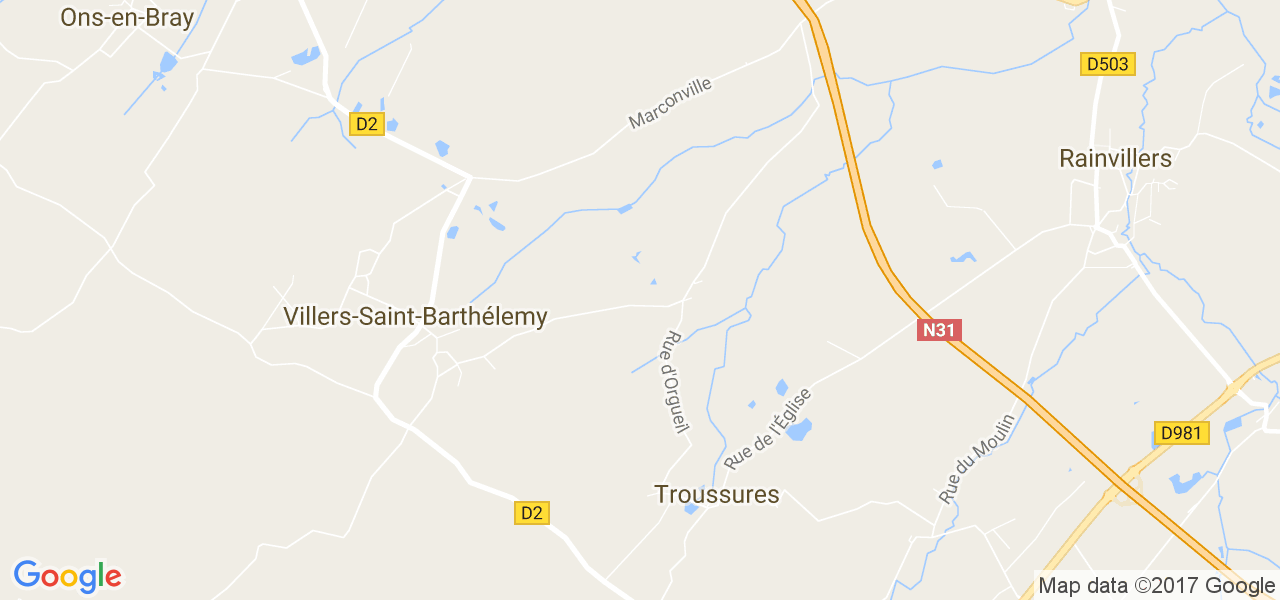 map de la ville de Troussures