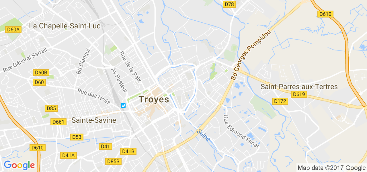 map de la ville de Troyes