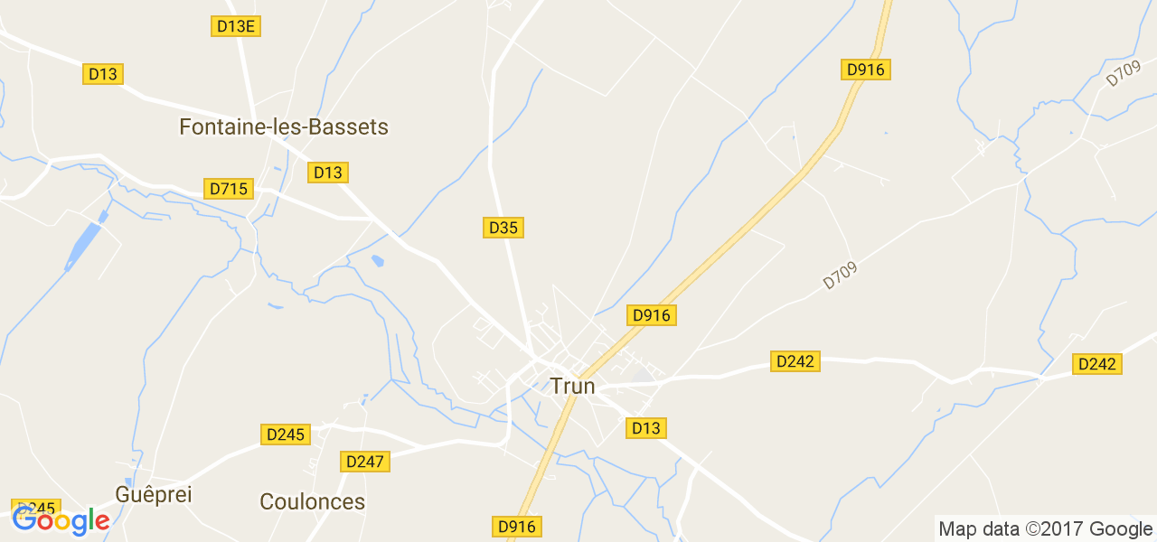 map de la ville de Trun