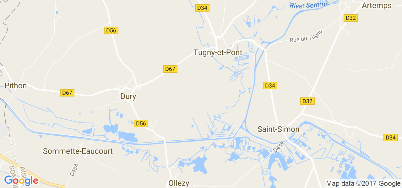 map de la ville de Tugny-et-Pont