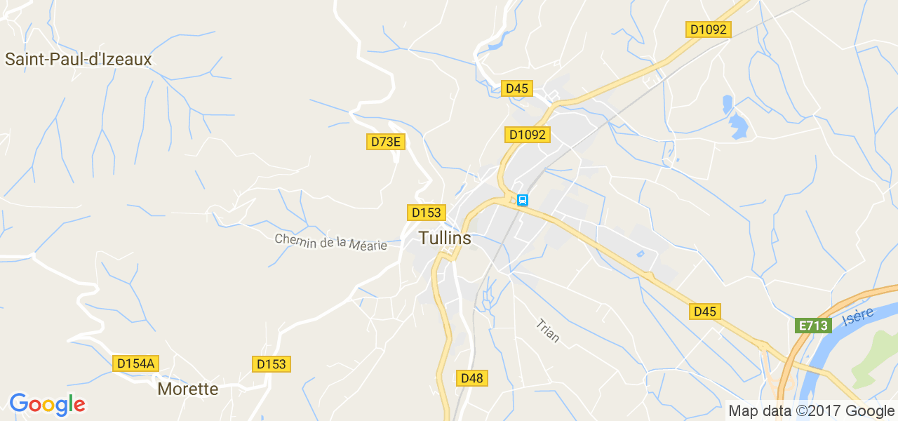 map de la ville de Tullins