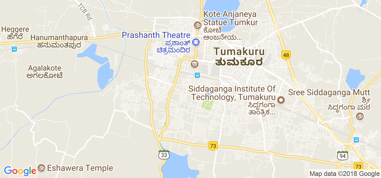 map of the city of Tumkur