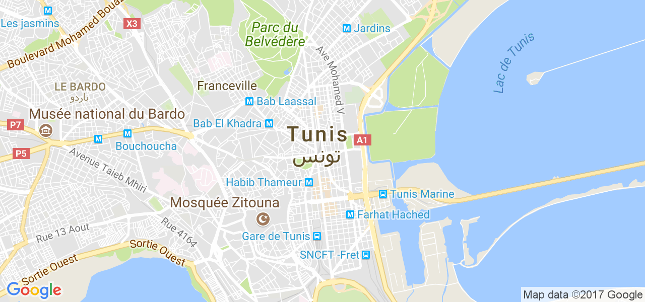 map de la ville de Tunis