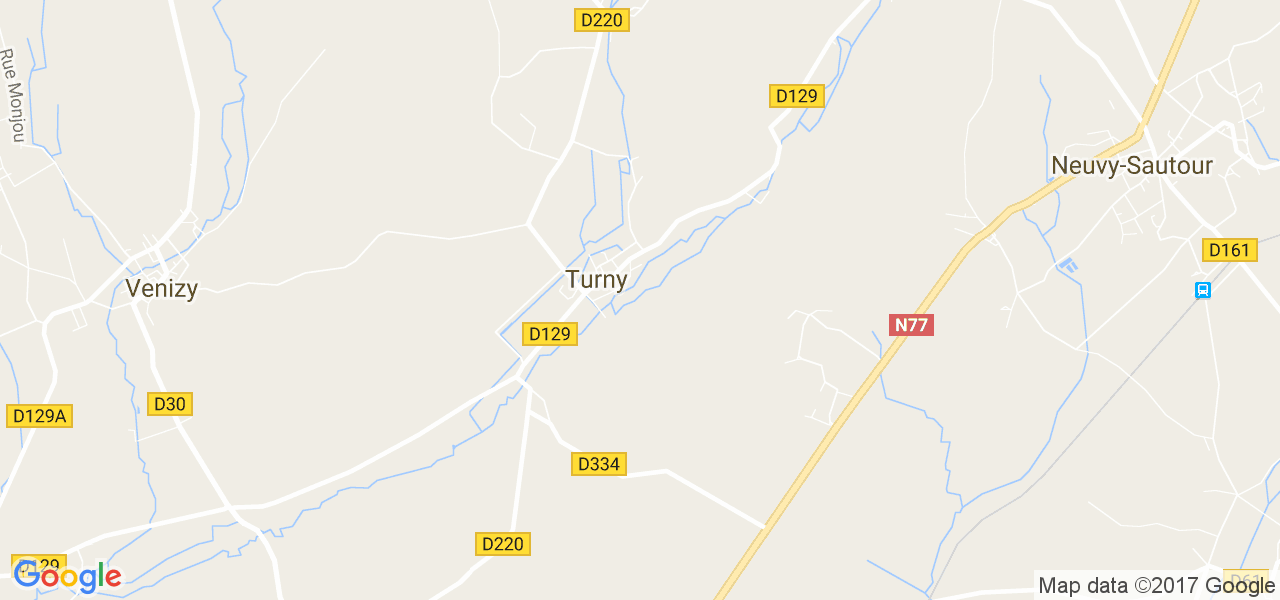 map de la ville de Turny