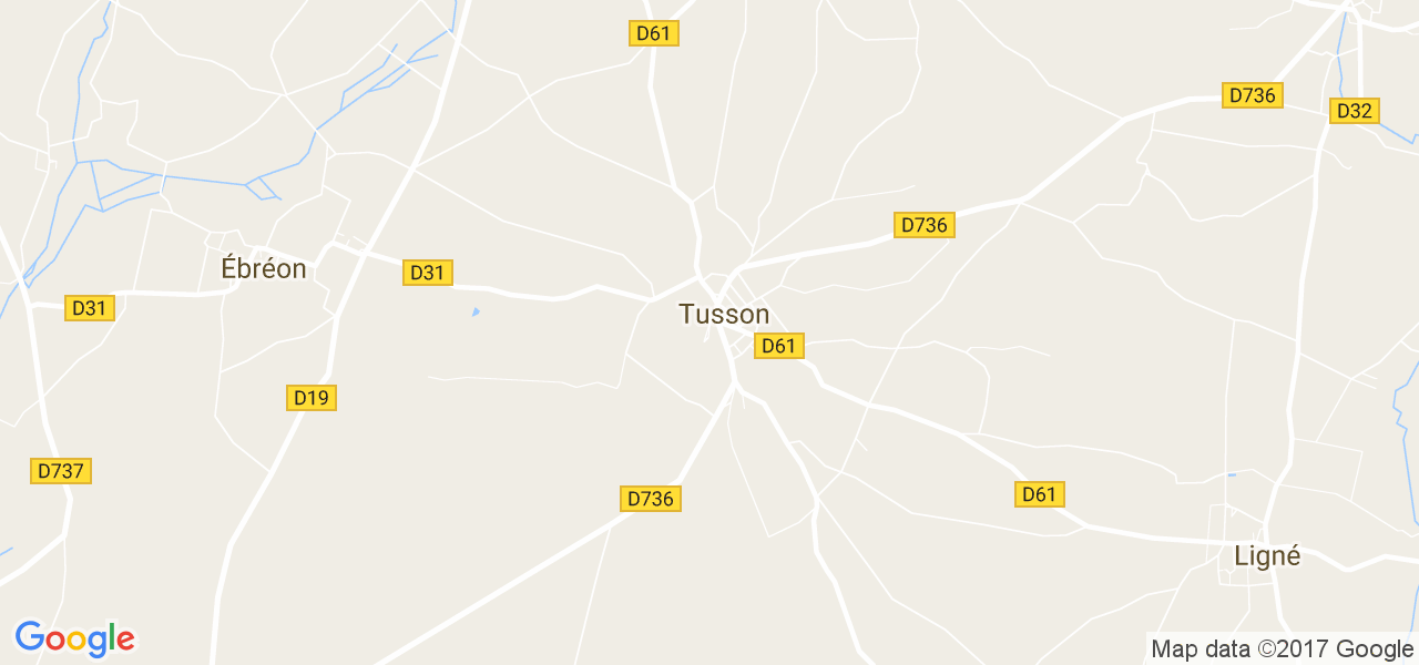 map de la ville de Tusson