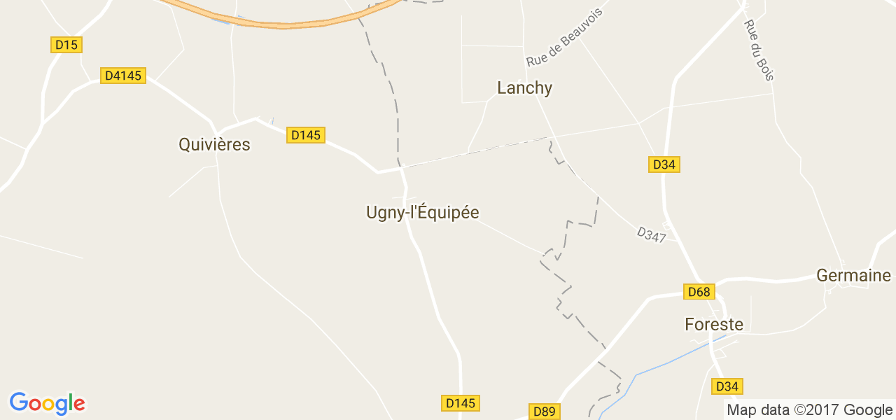 map de la ville de Ugny-l'Équipée