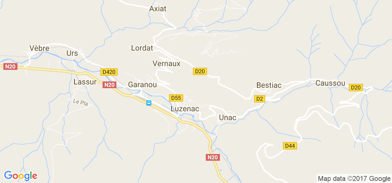 map de la ville de Unac