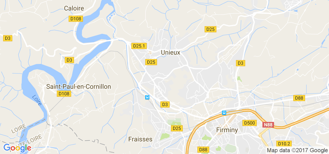 map de la ville de Unieux