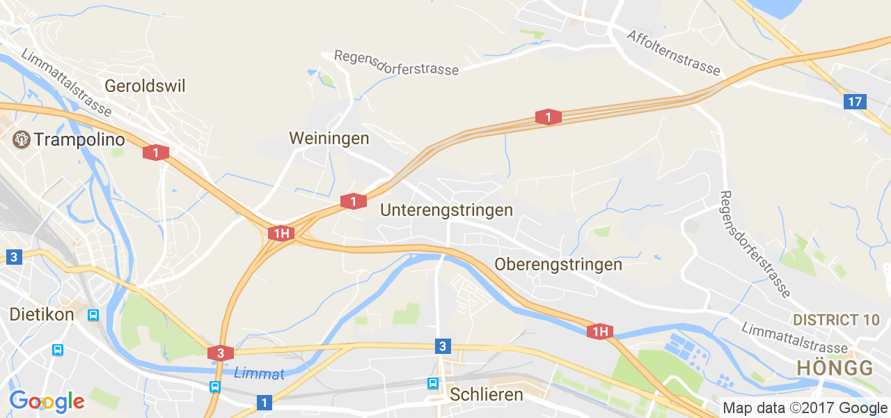 map de la ville de Unterengstringen