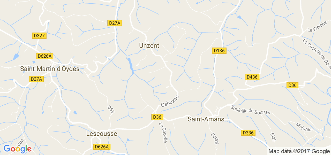 map de la ville de Unzent