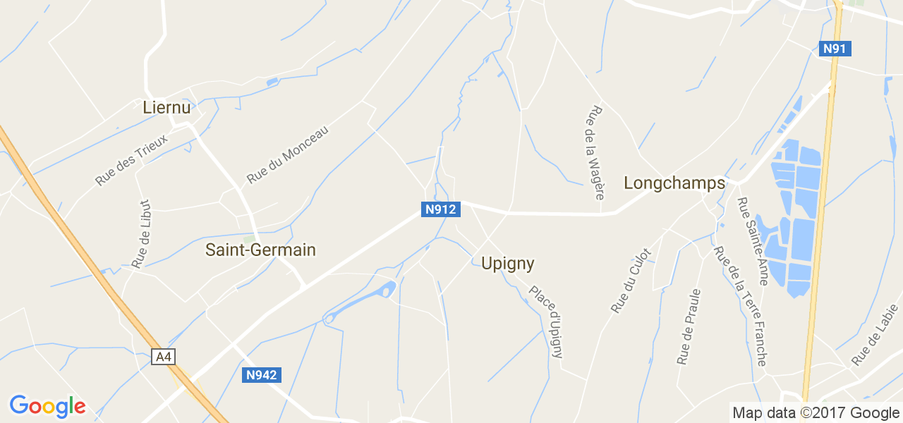 map de la ville de Upigny