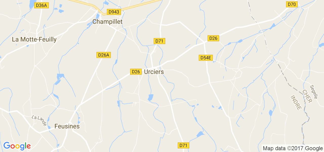 map de la ville de Urciers