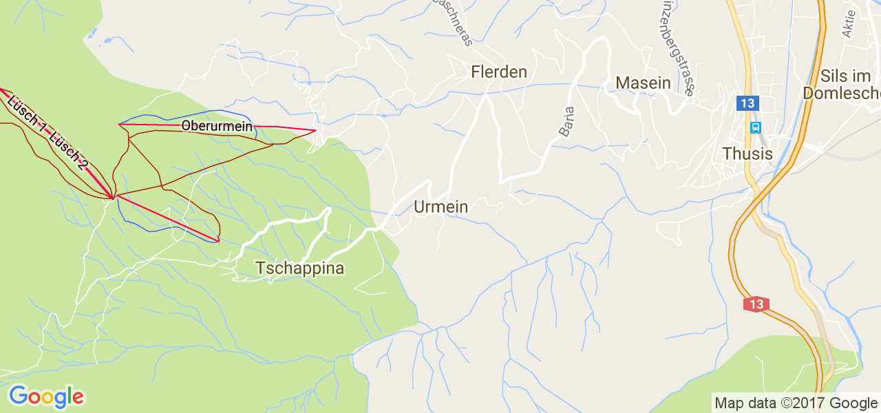 map de la ville de Urmein