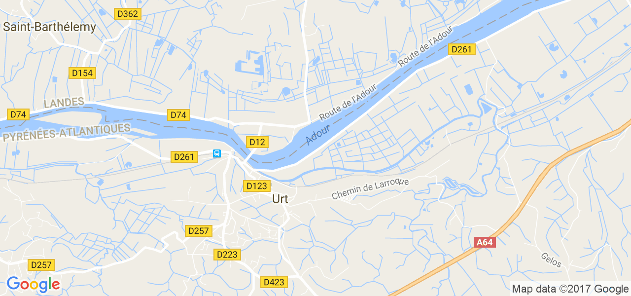 map de la ville de Urt