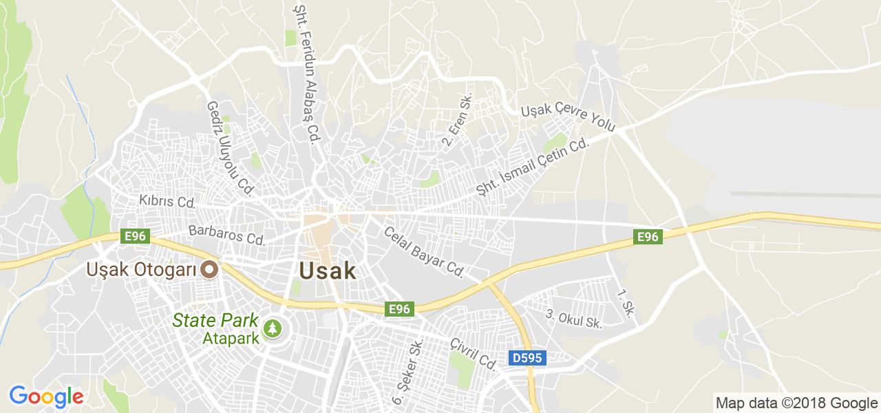 map of the city of Usak