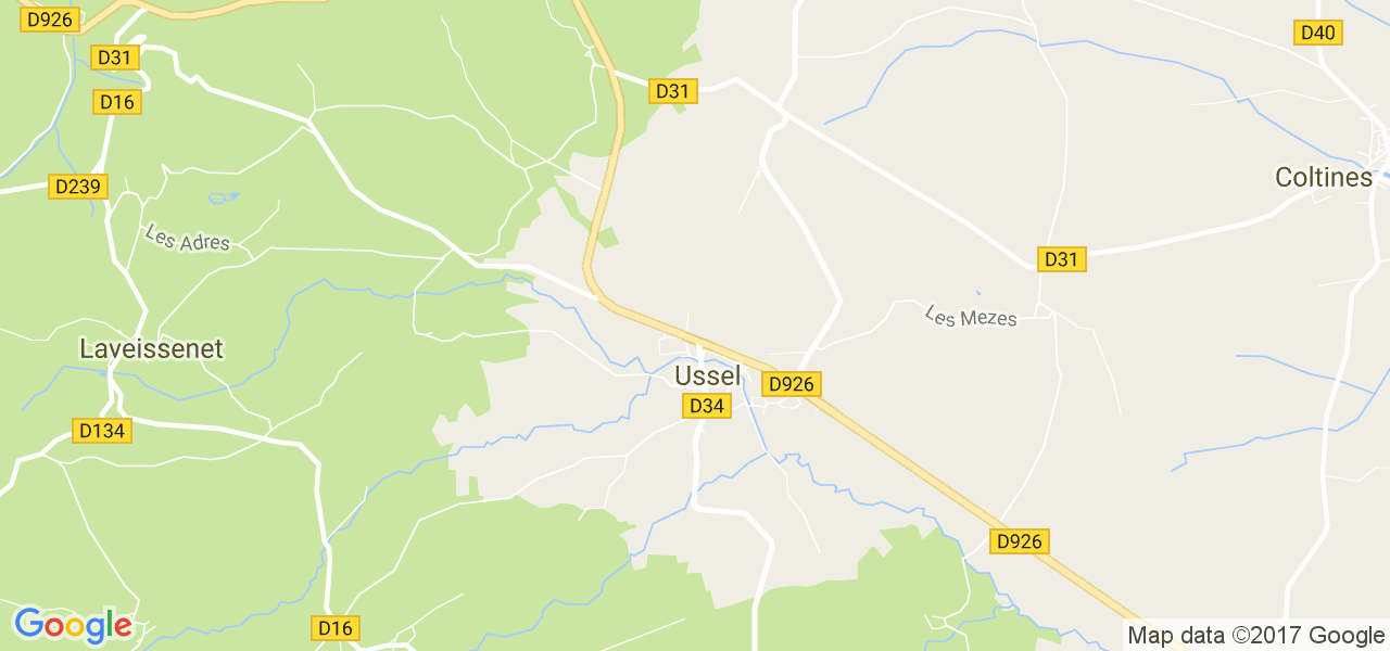 map de la ville de Ussel
