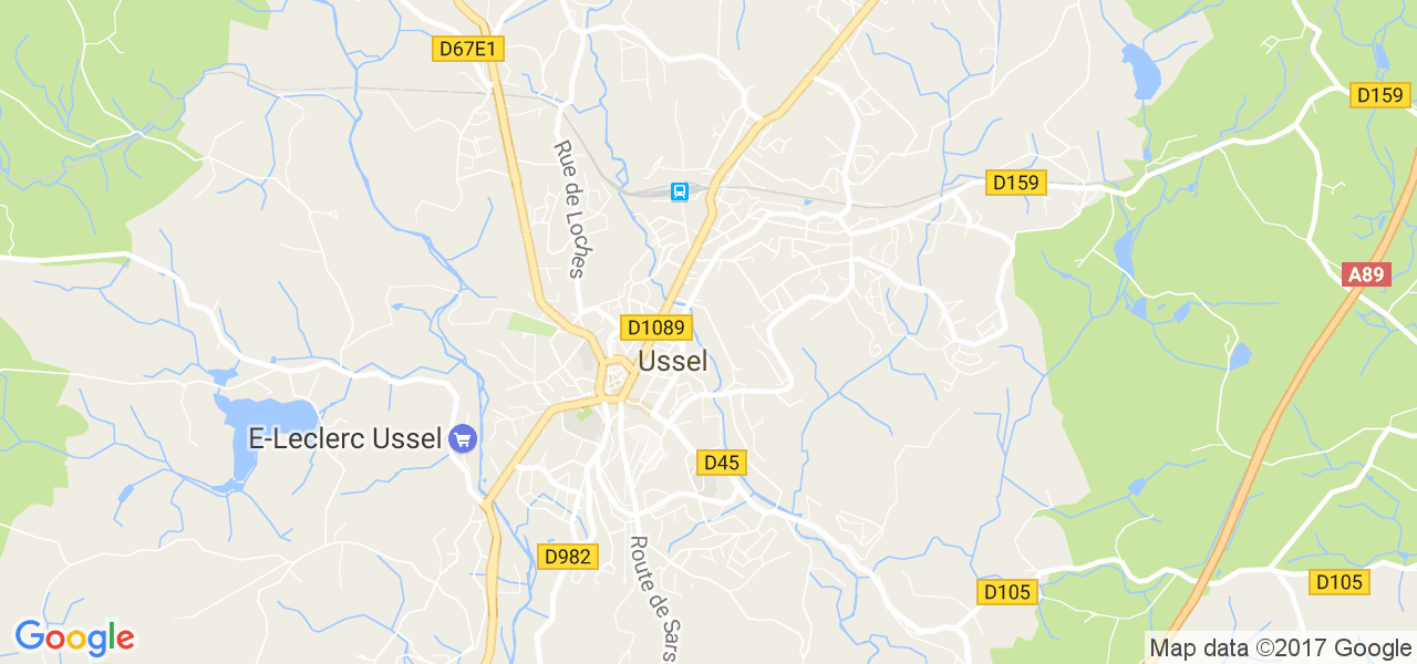 map de la ville de Ussel