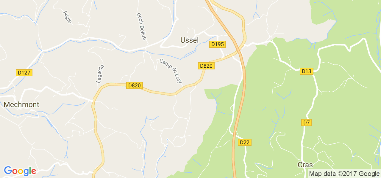 map de la ville de Ussel