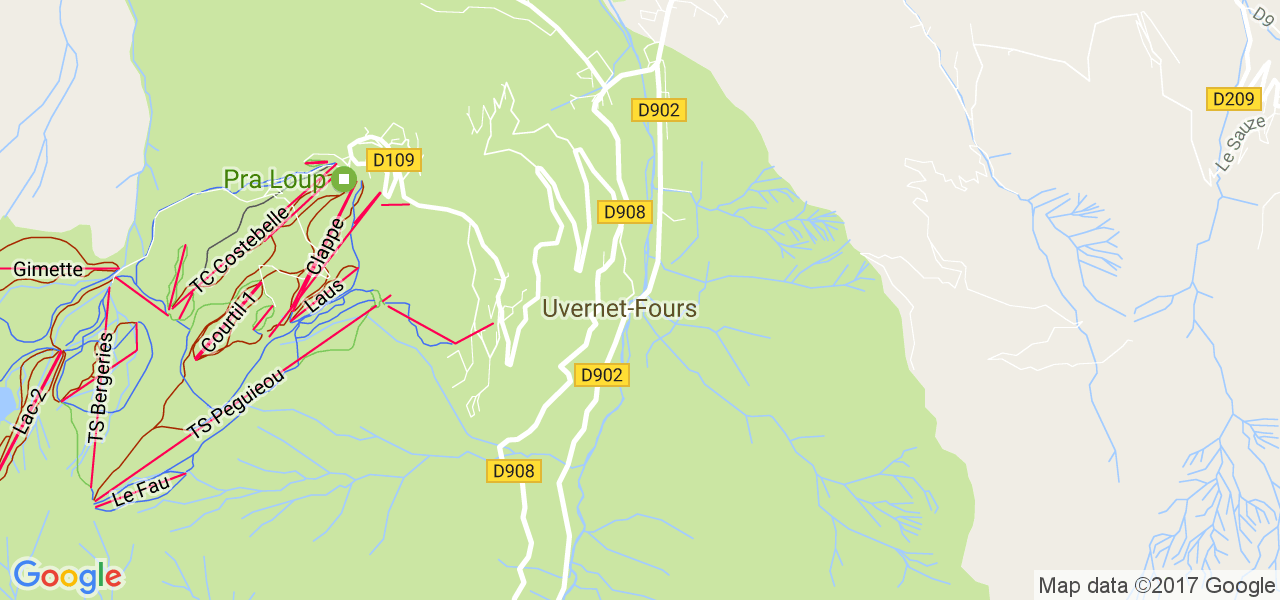 map de la ville de Uvernet-Fours