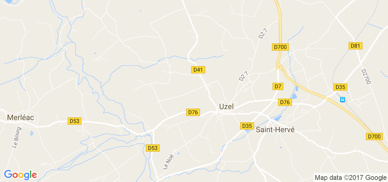 map de la ville de Uzel