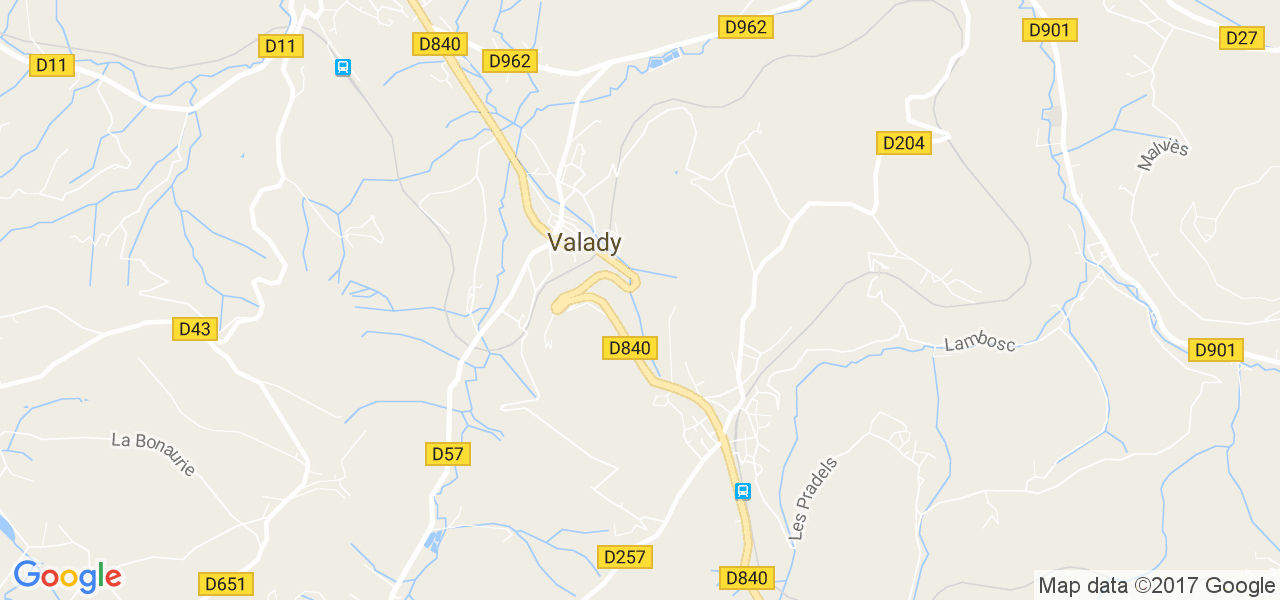 map de la ville de Valady